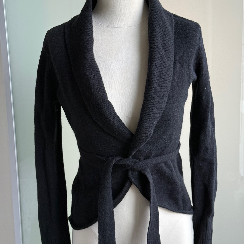 BCBGMaxAzria Black Tie-Front Cardigan